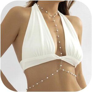 🆕Women Silver Layered Crystal Bra Chain Sexy Bikini Waist Chain Body Jewelry